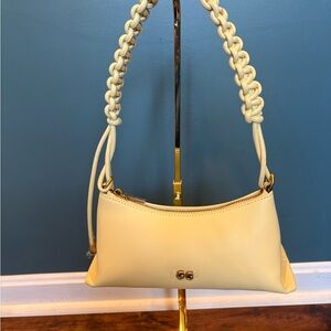 NWT Cult Gaia Osa Shoulder Bag buttercream yellow leather macrame strap